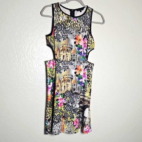 Just Love Vibrant Floral and Architectural Mini Dress - Picture 1 of 6